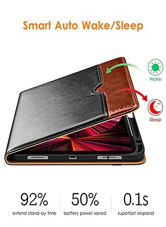 DTTO Case for iPad Pro 11 Inch 4th / 3rd / 2nd / 1st Generation 2022/2021/2020/2018,Premium PU Leather Folio Stand Cover with Hand Strap, Auto Wake/Sleep,Multiple Viewing Angles, Black Brown - Image 4